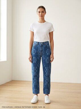 BDG Urban Outfitters Checkerboard Bow Fit High Waist Straight Leg Jeans 28/30